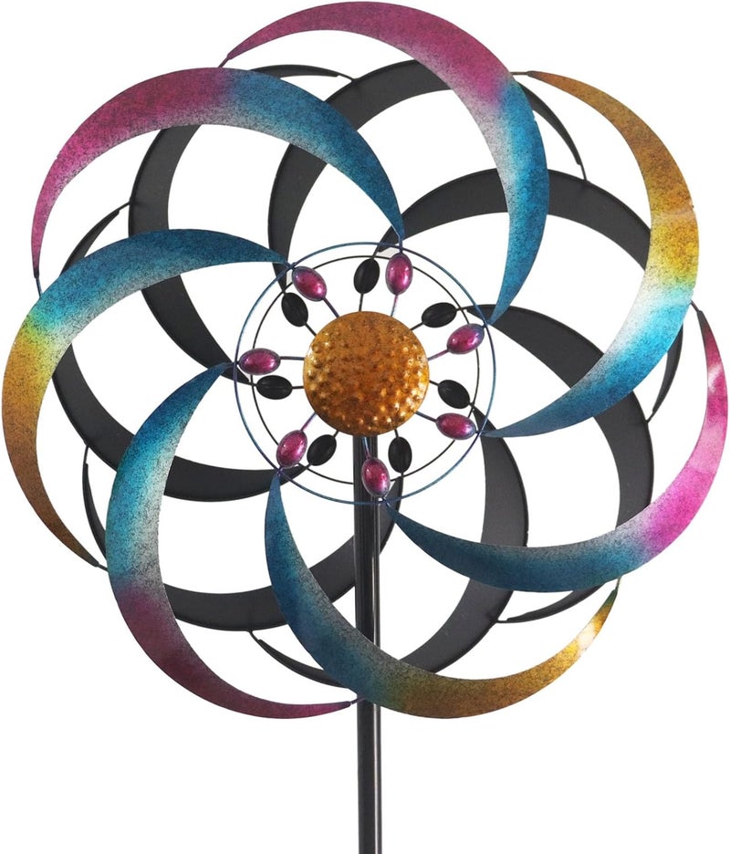 LERFUGI Wind Spinners Outdoor for Yard and Garden Large Colorful Metal Wind Sculptures Kinetic Windmills Decoration 70x20 Inches - Image 1